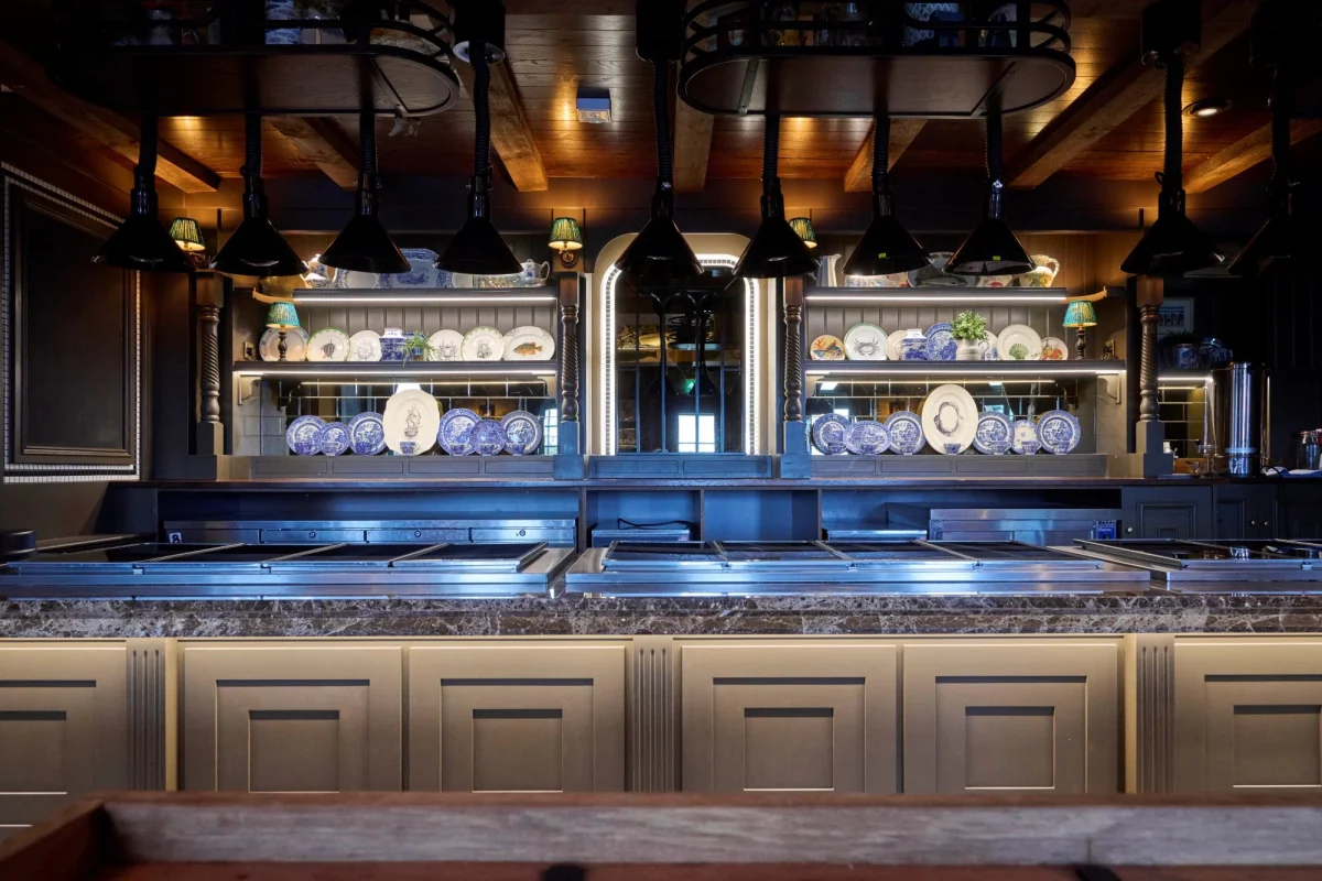 The kitchen/ bar area of the Tynemouth Castle Inn.